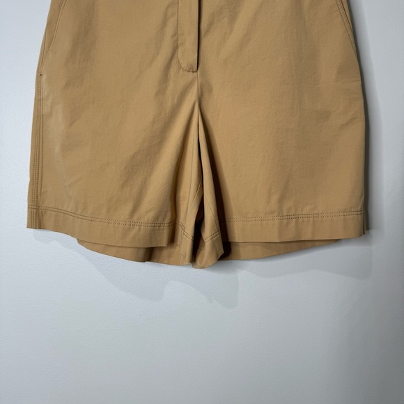 Lafayette 148 New York Cotton Stretch High Waisted Khaki shorts Honeynut Medium - Picture 3 of 10